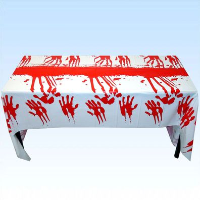 Horror Tischdecke mit Blut + blutigen Händen ca. 2,72 x 1,40m Halloween Deko