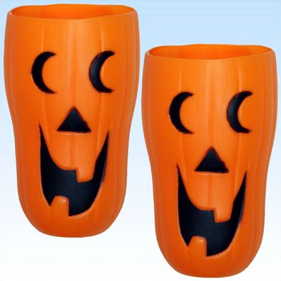 2 gruslige Halloweenbecher orange Horror Becher für Halloween Kinderbecher