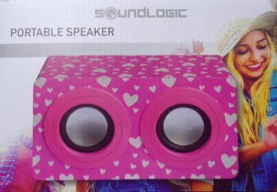 Soundlogic 3.5 Watt Aktiv Stereo Speaker Sound System Box mit Kabel Rosa Pink
