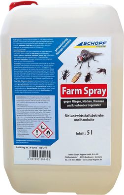 Farm Spray Gebrauchsfertiges Stallfliegenspray 5 L Kanister mit Sprühflasche | Insekt
