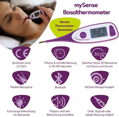 NEW Cyclotest mySense - Basalthermometer Bluetooth ohne Abokosten PZN: 14886326