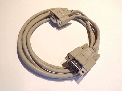 Serielles Anschlusskabel RS232 9-polig Sub-D Stecker auf 9-polig Sub-D Buchse 2m Grau