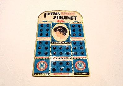 PRYM Antike Knopfkarte Druckknöpfe 5 mm Sammlerobjekt "Prym´s Zukunft"