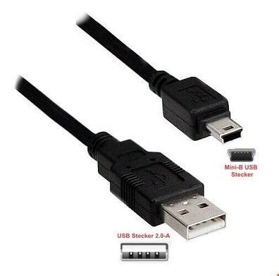 USB 2.0 Stecker-A auf Mini-B USB Stecker (5pol.), schwarz, 1,8met.