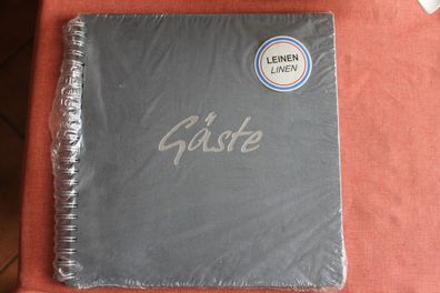 Gästebuch, silberanthrazit Leinen, Spiralalbum, 310 x 320 mm