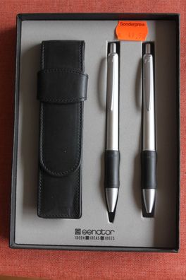 Schreibset; 2teilig, Kugelschreiber, Bleistift 0,7 mm, Lederetui, in OVP