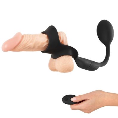 Penisring-Hodenring mit Vibro-Analplug 10 Vibration Fernbedienung Sex-Spielzeug