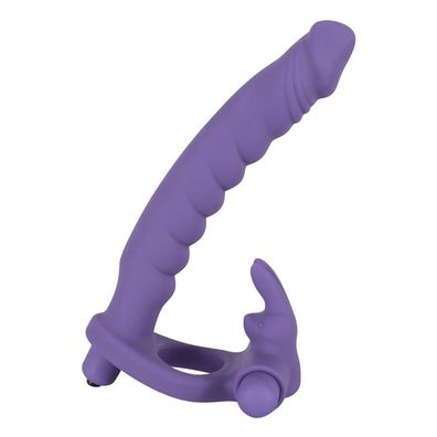 Sandwich Sex - Penisring mit Dildo + Klitoris-Bunny mit Vibration Sexspielzeug