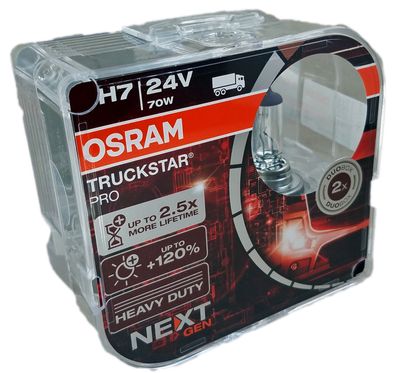 H7 OSRAM 24V 70W TruckStar PRO + 120% NEXT 2er Box 64215TSP-HCB