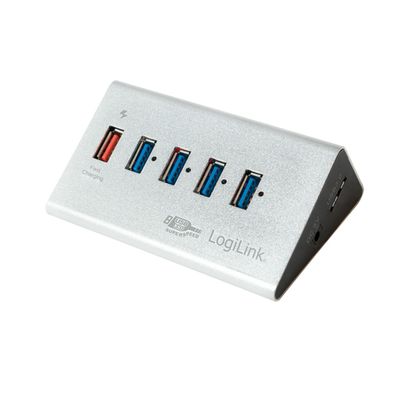 LogiLink USB 3.0 Hub 4 Port Verteiler Super Speed Schnell Ladeport NEU OVP