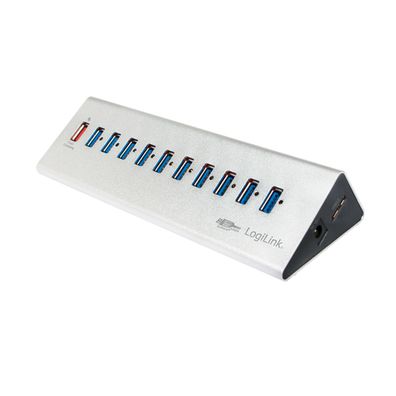 LogiLink USB 3.0 Hub 11 Port Verteiler Super Speed Schnell Ladeport NEU OVP
