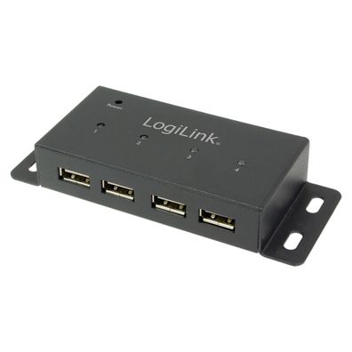 LogiLink USB 2.0 Hub 4 Port Verteiler Splitter Datenhub Metall Gehäuse NEU OVP