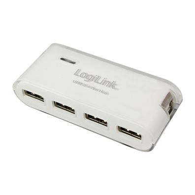 LogiLink USB 2.0 Hub 4 Port Verteiler Anschlüsse Netzteil Weiß UA0086 NEU OVP