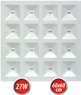 LED Panel 27W 60x60cm Deckenleuchte Neutralweiß 3240lm Slim (19mm) Deckenpanel