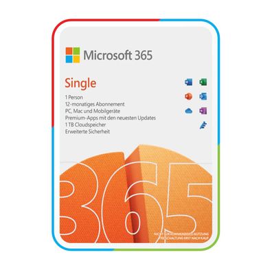 Microsoft 365 Single für 1 Person 12 Monate ESD zum Downloaden Windows macOS Android