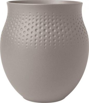 Villeroy & Boch Manufacture Collier taupe Vase Perle groß 16,5x16,5x17,5cm