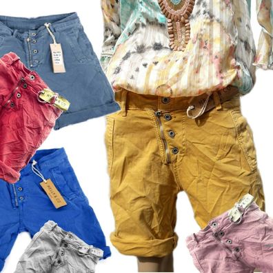 Melly & Co Shorts kurze Hose Damen Frauen Bermuda-Shorts Knopfleiste Jeans