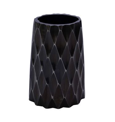Aluminium Blumenvase schwarz - gerade / 18 cm - Alu Tisch Deko Blumen Vase Metall