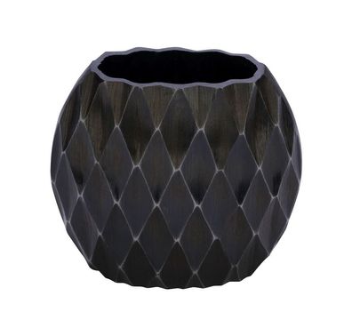Aluminium Blumenvase schwarz - oval / 17 cm - Alu Tisch Deko Blumen Vase Metall