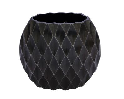 Aluminium Blumenvase schwarz - oval / 23 cm - Alu Tisch Deko Blumen Vase Metall