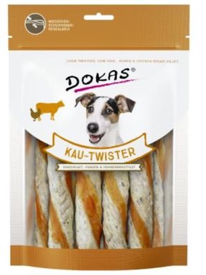 DOKAS ¦ Kau-Twister - Rinderhaut, Pansen & Hühnerbrust - 4 x 200g ¦ Kauartikel ...