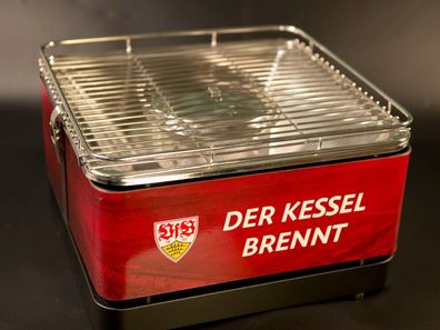 Holzkohle Grill Teide Feuerdesign Tischgrill grillen schwarz VfB Stuttgart rot