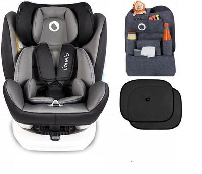 Lionelo Bastiaan grau + Organizer + Sonnenschutz Auto Kindersitz mit Isofix Baby Auto
