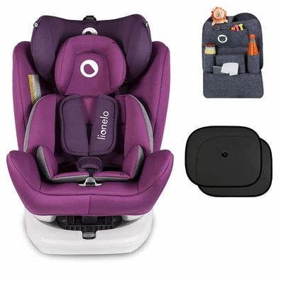 Lionelo Bastiaan violett + Organizer + Sonnenschutz Auto Kindersitz mit Isofix Baby A