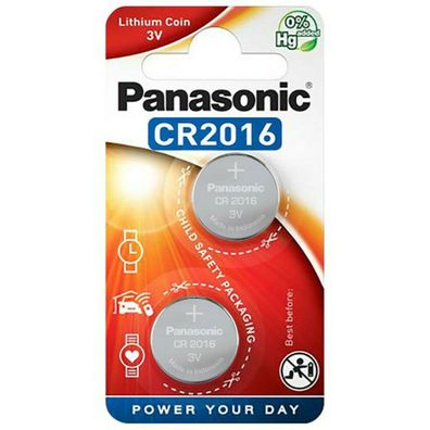 Panasonic Knopfzellen CR2016 3V 90mAh Knopfbatterie Lithium Batterie Blister