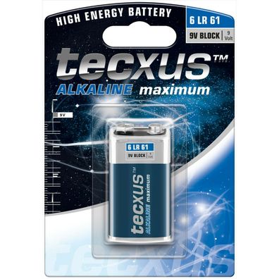 Tecxus Power Batterien 9V Block 6LR61 6LP3146 MN1604 Alkali Mangan Blister