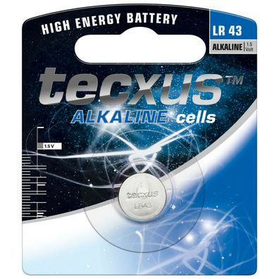 Tecxus Knopfzellen 1,5V LR43 Knopfbatterie Micro Alkaline Batterie Blister
