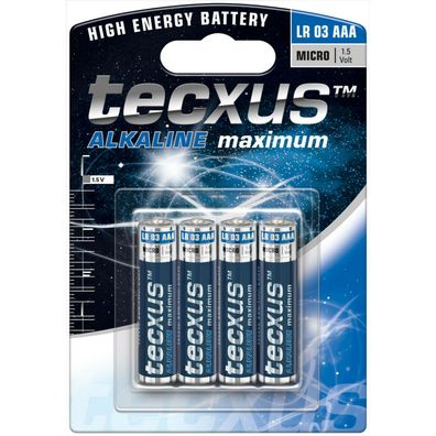 Tecxus Power Batterien Micro AAA 1200mAh 1,5V LR03 Alkali Mangan 4er Blister