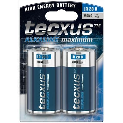 Tecxus Power Batterien Mono D 1,5V LR20 Alkali Mangan 7 Jahre 2er Blister