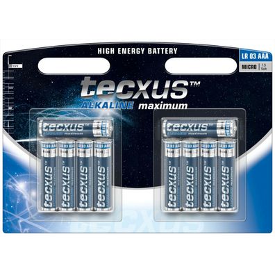 Tecxus Power Batterien Micro AAA 1,5V LR03 Alkali Mangan Maximum 10er Blister