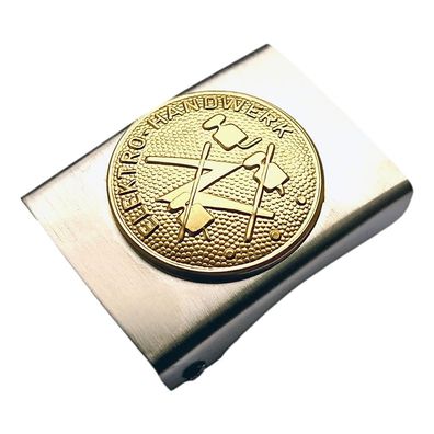 Koppelschloss Elektro Elektriker - Koppelschloß silbern Emblem golden - ohne Koppelgü