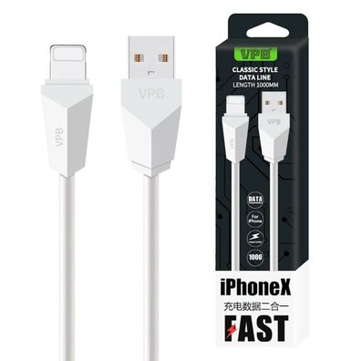 1m USB Litening Kabel Fast Charging Ladekabel Sync Datenkabel Apple iPhone weiß