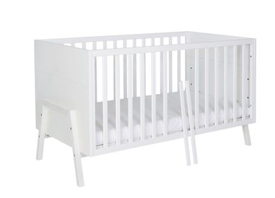 Kombi-Kinderbett 70x140 -Gitterbett Babybett Schlupfsprossen-Weiß