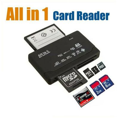 All in One Kartenlesegerät Kartenleser Card Reader Micro SD MMC M2 USB schwarz