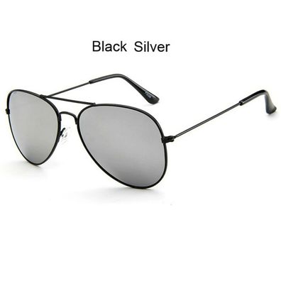 Sonnenbrille Pilotenbrille Fliegerbrille Brille Schwarz Silber verspiegelt
