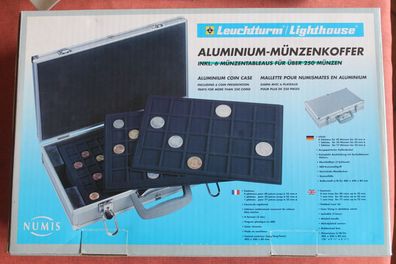 Münzen-Koffer; Münzkoffer, Aluminium - Münzenkoffer, ohne Tableaus