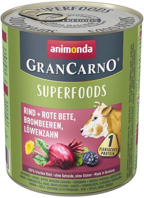 animonda - GranCarno¦Adult Superfoods - Rind + Rote Bete, Brombeeren, Löwenzahn ...