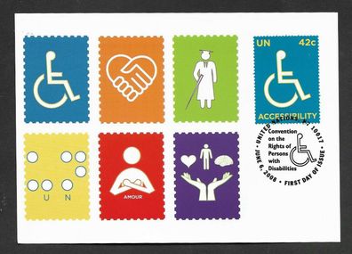 FDC UNO New York 3 Belege Rechte von Menschen mit Behinderungen 6.6.2008