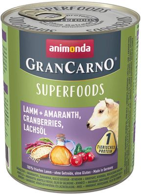 animonda ¦ GranCarno Adult - Superfoods - Lamm + Amaranth, Cranberries, Lachsöl - ...