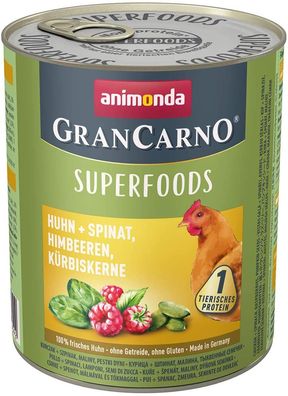 animonda - GranCarno ¦ Adult Superfoods - Huhn + Spinat, Himbeeren, Kürbiskerne - ...