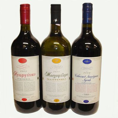 Greek Wine Cellars Kourtaki 3x 1,5l Rebsortenweine