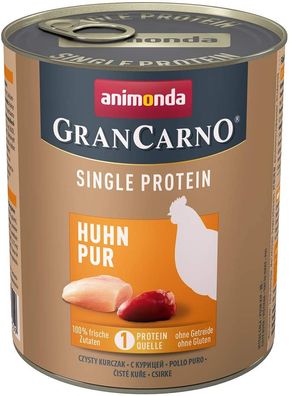 animonda - GranCarno ¦ Adult Single Protein - Huhn pur - 6 x 800g ¦ nasses Hundefu...