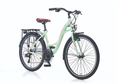 24" Zoll Alu City Bike Mädchen Fahrrad Kinderfahrrad Shimano 21 Gang Rh 41 cm