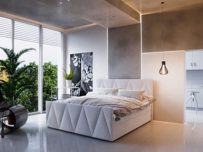 Boxspringbett Bett HUGO -Variante C- 140x200cm Beige inkl. Bettkasten