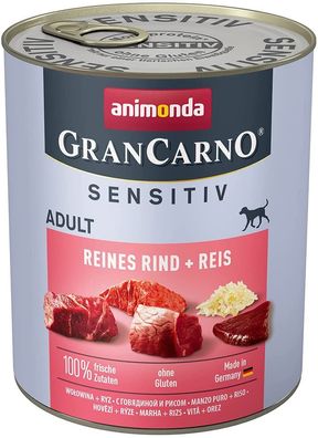 animonda - GranCarno ¦ Adult Sensitiv - Reines Rind + Reis - 6 x 800 g ¦ nasses...