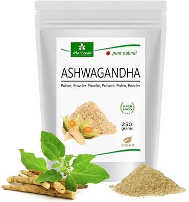 MoriVeda® Ashwagandha Pulver, Schlafbeere, 100% natürlich, vegan, 250g